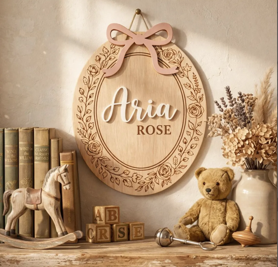 WOODEN NAME SIGN - WOODxMICA